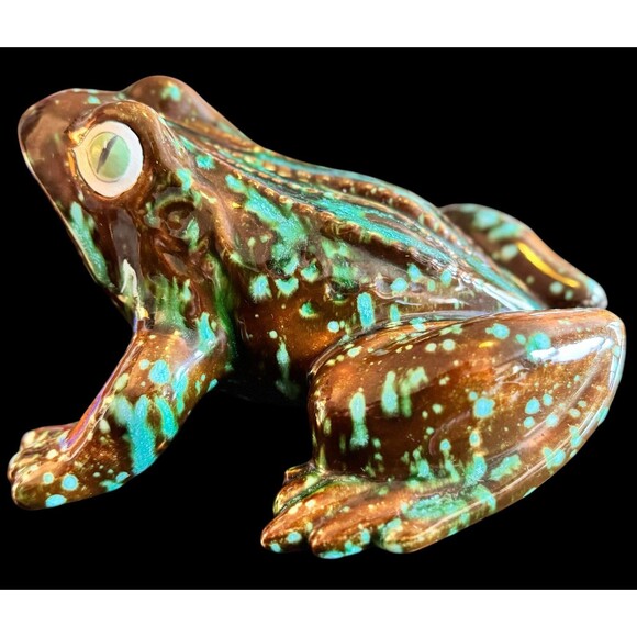 Vintage Large Green Ceramic Frog 🐸 Toad Figurine Hand Crafted Signed Dated 1971 - Picture 11 of 16